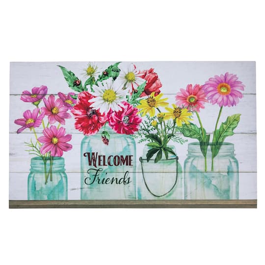 Welcome Friends Spring Bouquet Doormat 18&#x22; x 30&#x22;